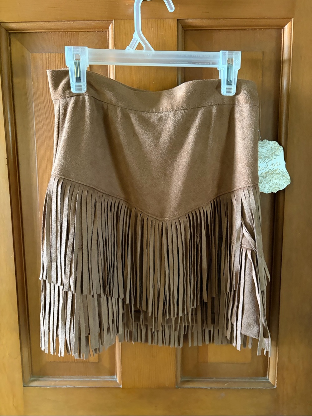Altar'd State Brown/Tan Suede Fringe Mini Skirt